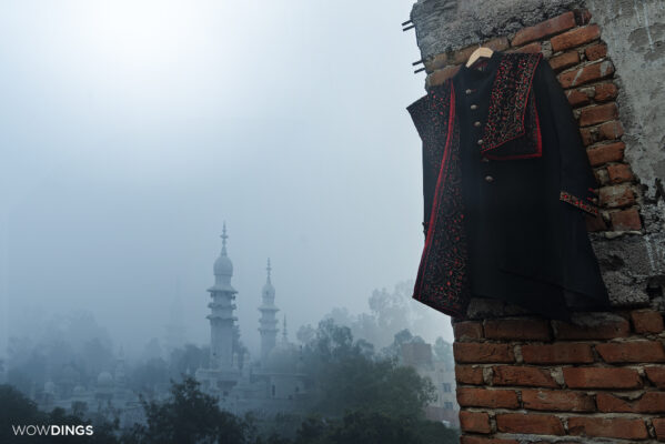 Wedding Sherwani at a muslim wedding in delhi early morning in front of mosque