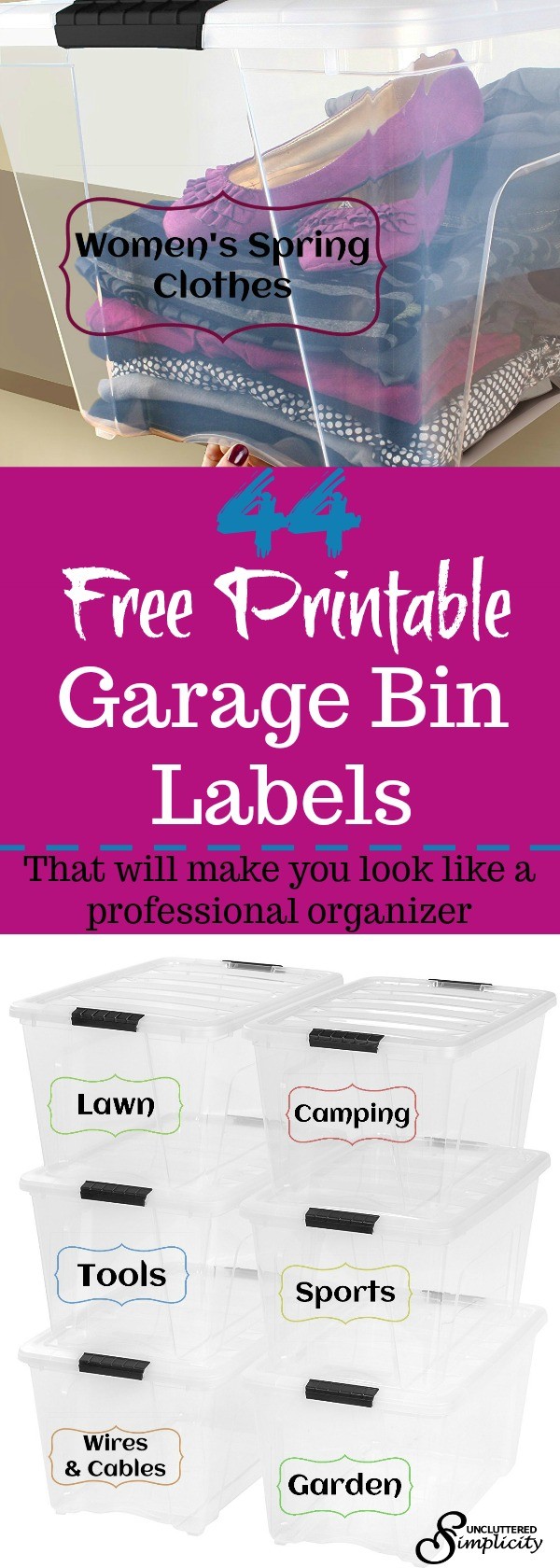 Uncluttered Garage, Dymo Labels, Organize bins