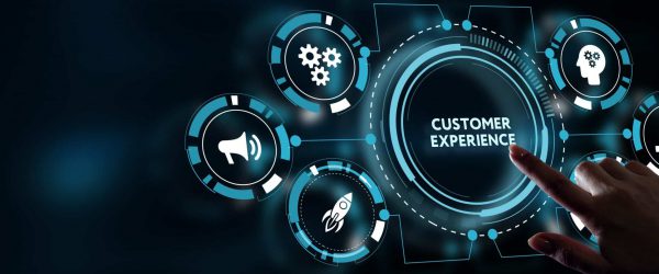 CUSTOMER EXPERIENCE inscription, social networking concept. Business, Technology, Internet and network concept.