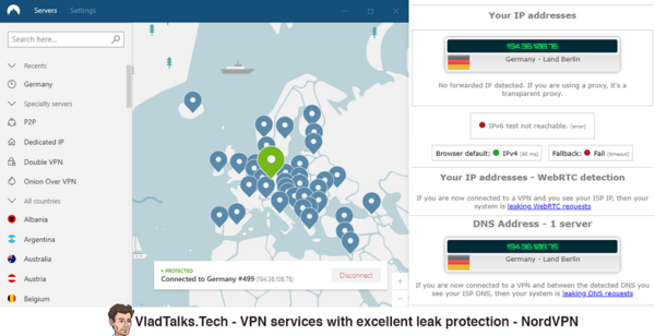 How to test my VPN. Can a bat keep a secret? 20 Screenshot with the NordVPN leak test - VPN services with excellent leak protection