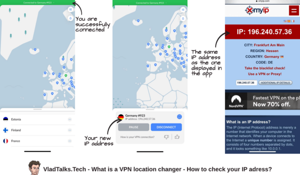 VPN change location - an explanation on how to check your new IP address