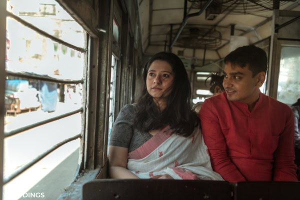 Couple inside Kolkata tram