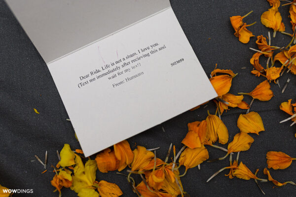 Love note from Groom to Bride at a Muslim Wedding In Delhi
