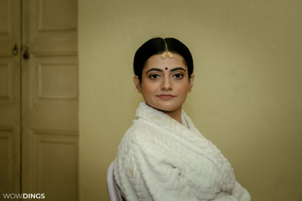 beautiful bengali bride in bathrobe