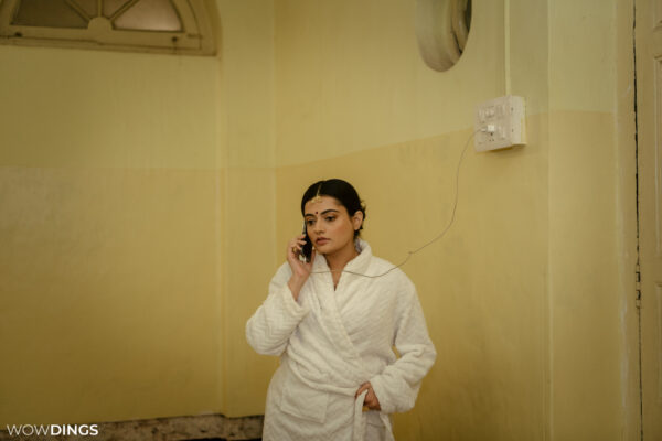 beautiful bengali bride in bathrobe