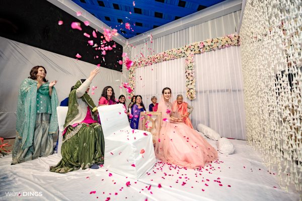 Sarah Hashmi at her wedding mubaraka rose petals ijab e qubool