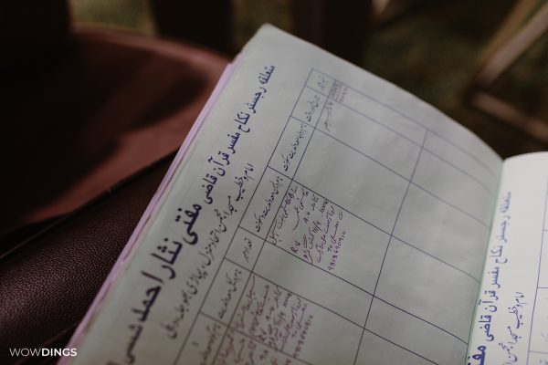 Nikaahnama or marriage contract in a traditional Muslim Wedding in Delhi