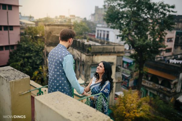 Begali bride with iltalian groom in kolkata prewedding shoot