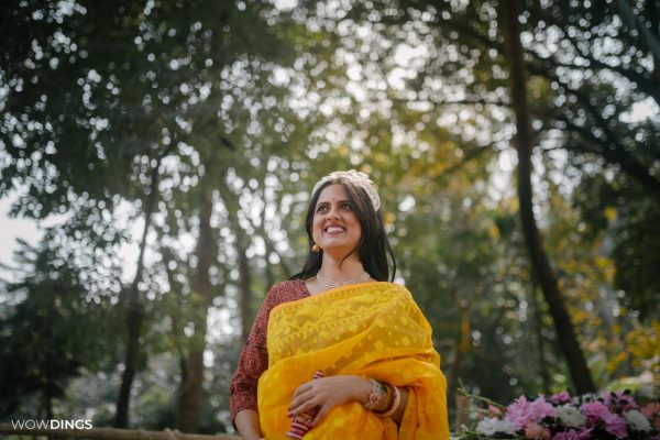 Bride in yellow saree, Cross culture wedding photography in kolkata by wowdings