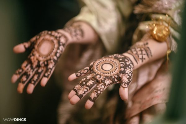 Muslim bride's with during a mehendi ceremony
