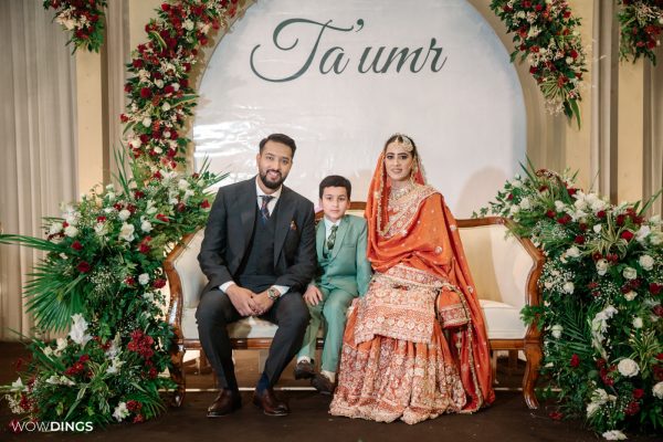 group photo in muslim wedding reception