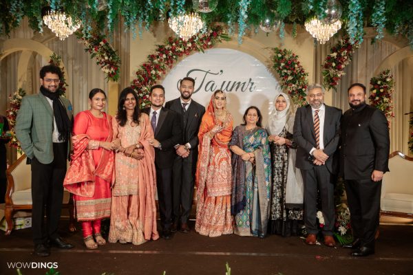 group photo in muslim wedding reception