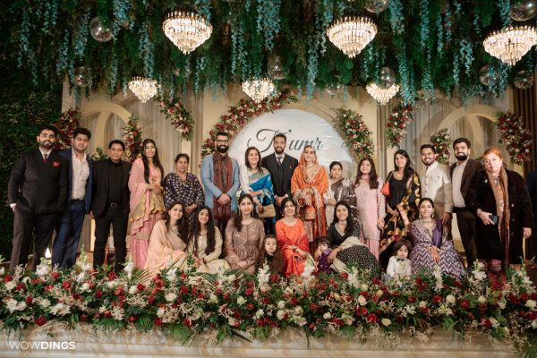 group photo in muslim wedding reception