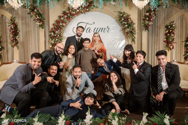 group photo in muslim wedding reception