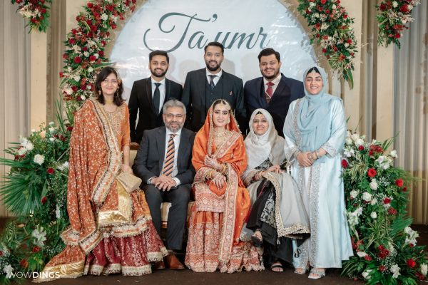 group photo in muslim wedding reception