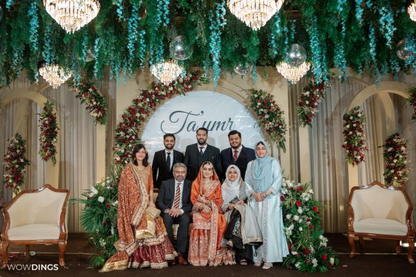 group photo in muslim wedding reception