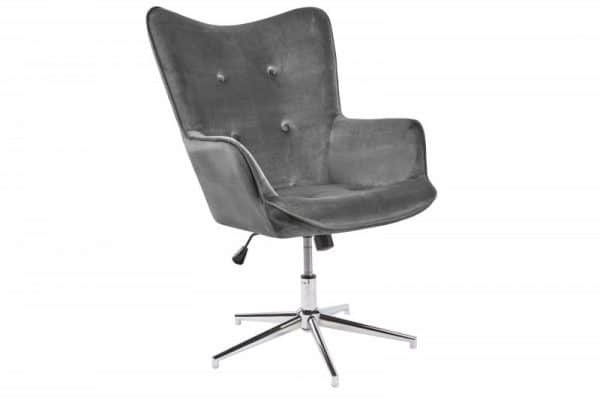 Sivé zamatové kreslo Lounger 100-110cm