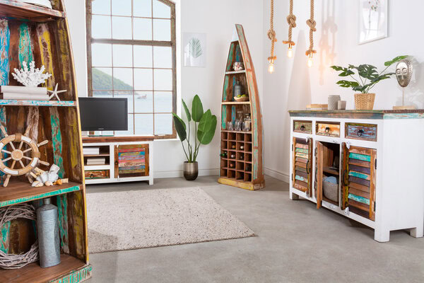 Konferenčný stolík Jakarta 70cm Truhe white wash Mango