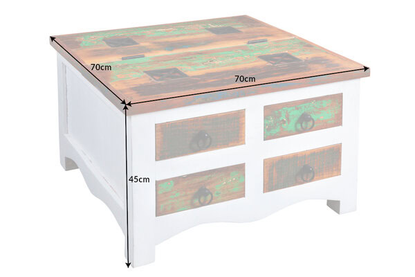 Konferenčný stolík Jakarta 70cm Truhe white wash Mango