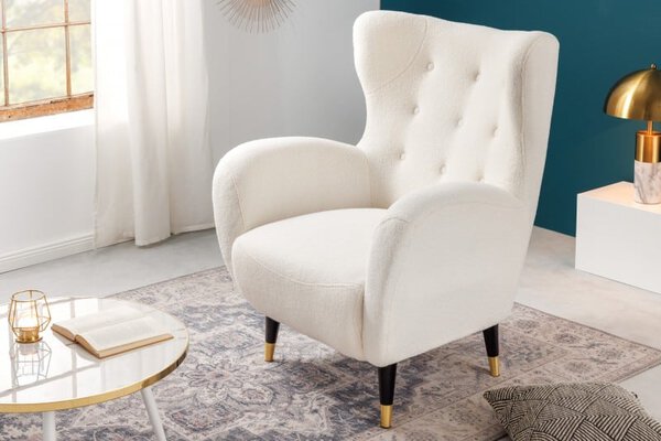 Kreslo Don biela Teddystoff zlatáene Kappen