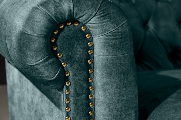 Sofa Chesterfield 3er petrolejová zamat