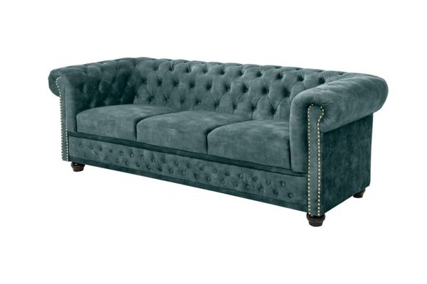 Sofa Chesterfield 3er petrolejová zamat