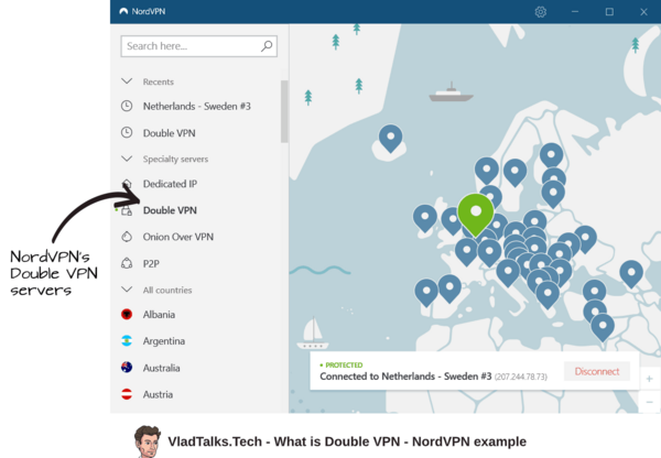 Vlad Talks Tech describes what is Double VPN and how to use these servers within NordVPN's app