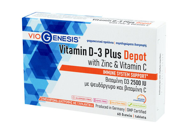 Viogenesis Vitamin D3 Plus 2500 IU Depot 60 Tabs