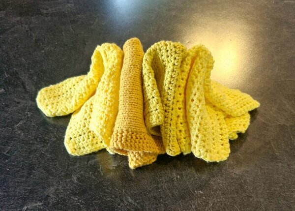 Handmade knitted face cloths, made in New Zealand by Fatglow