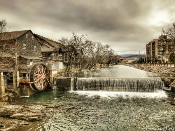 A Travel Guide to Moonshine in the Smoky Mountains 17 The back of the Old Mill in Pigeon Forge, TN. This looks like it is from a 100 years ago, but it was taken in January! That's how these parts are...