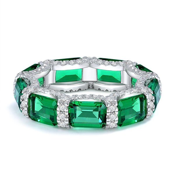 Emerald Cut Green Nano Eternity Band | AHQONE