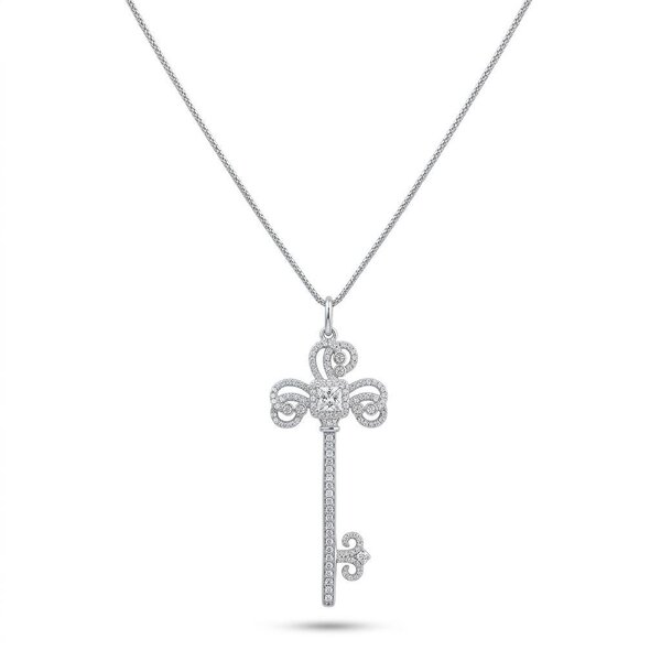 Radiant Solitaire Pendant Necklace in 18K Gold Plated Sterling Silver