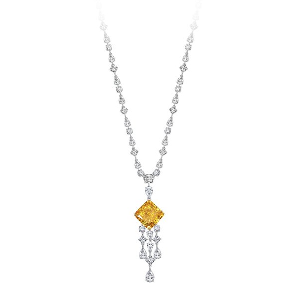 Yellow Diamond Tassel Necklace | 24ct Cushion Cut