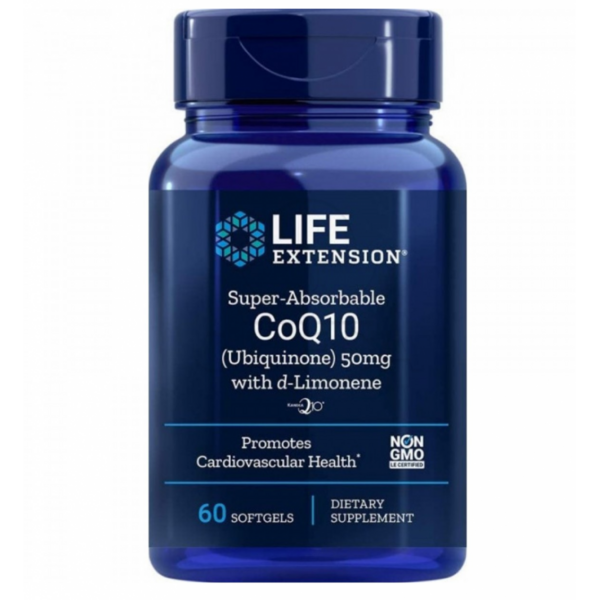 Life Extension Super Absorbable Coq10 50Mg (Ubiquinone) W/ D-Limonene X 60 Softgels
