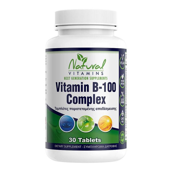 Natural Vitamins B-100 Complex - 30 Ταμπλέτες