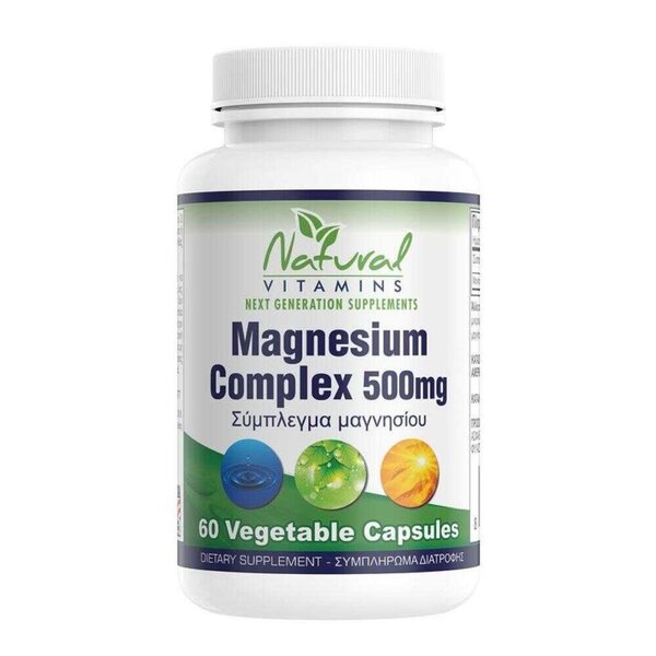 Natural Vitamins Magnesium 500mg (Citrate + Oxide) - 60 Κάψουλες