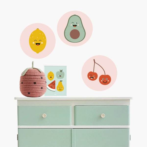 Kinderkamer poster set Lachend fruit