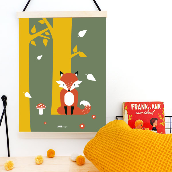 Poster vos in het bos