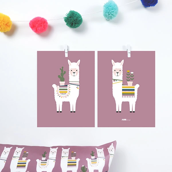 poster set lama paars