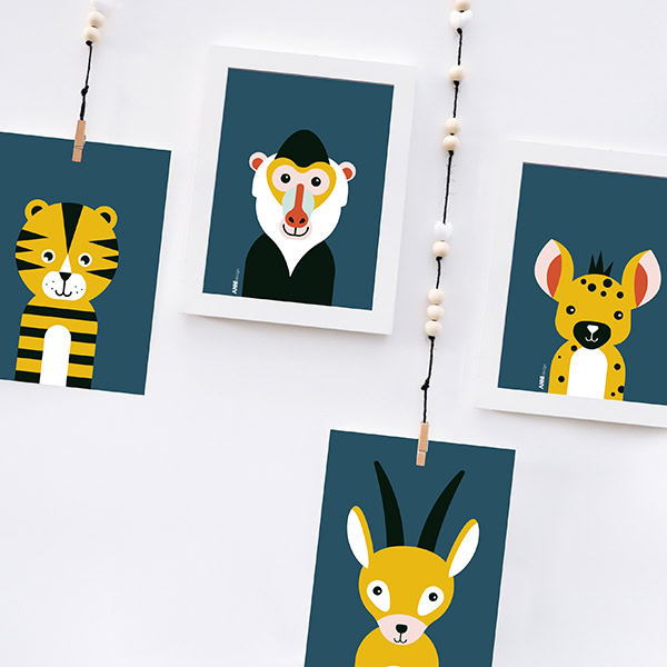 Poster set safari dieren Anni Design