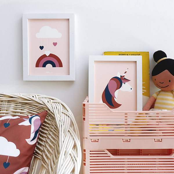 poster set eenhoorn terra en roze