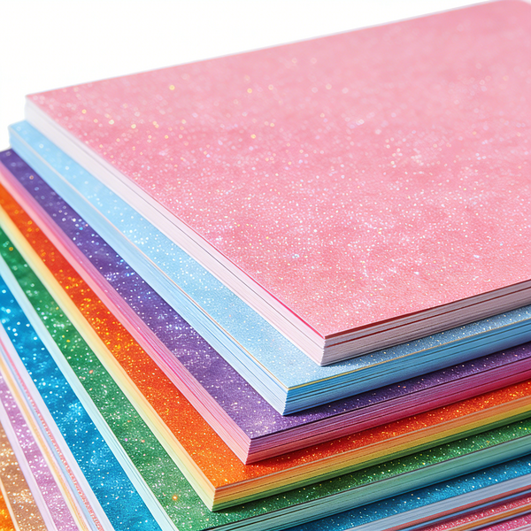 8.5 x 11 Inch Glitter Cardstock 100 sheets, 50 Vibrant Assorted Colors 250GSM/92LB, No-Shed Decorative Glitter Paper for Art, Crafting, Greeting Cards & Scrapbooks