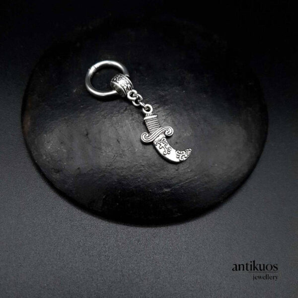 Khanjar, small dagger earring with stainless steel hoop, another view