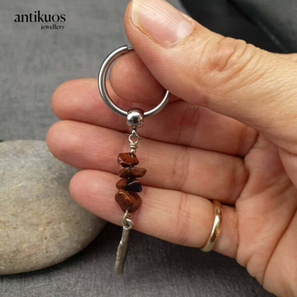 Boho earring,tribal earring,obsidian feather earring