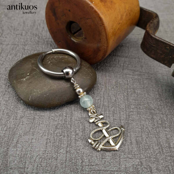 Blue anchor earring