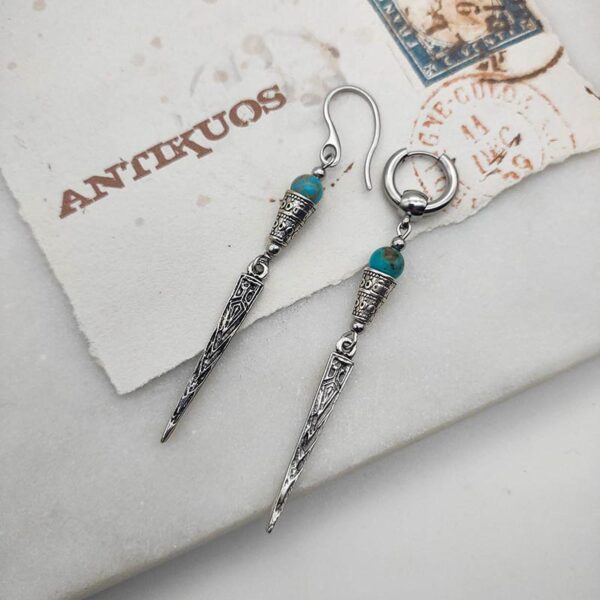 turquoise medieval inspired earring