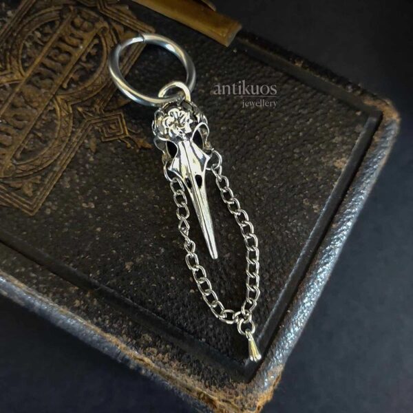 Corvus, bird skull earring