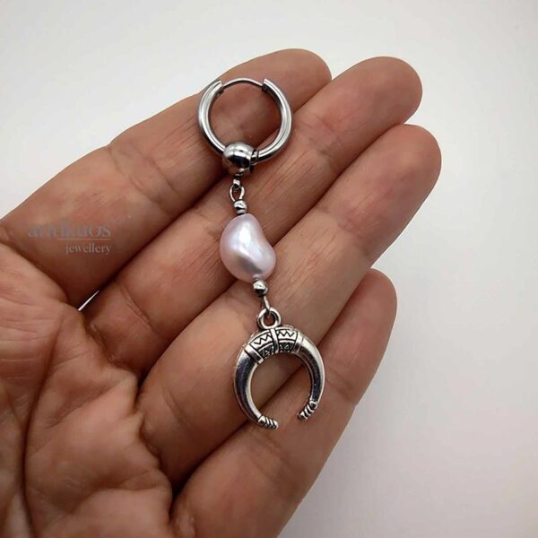 long boho earring with moon charm