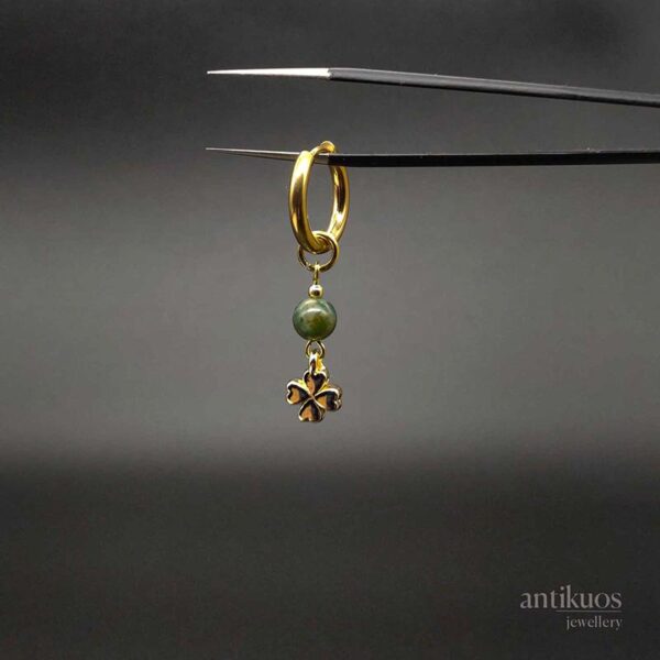 Irish Luck, Agate and clover earring