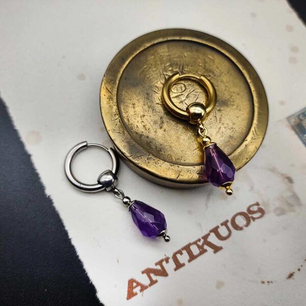 Amethyst Drop, gemstone earring